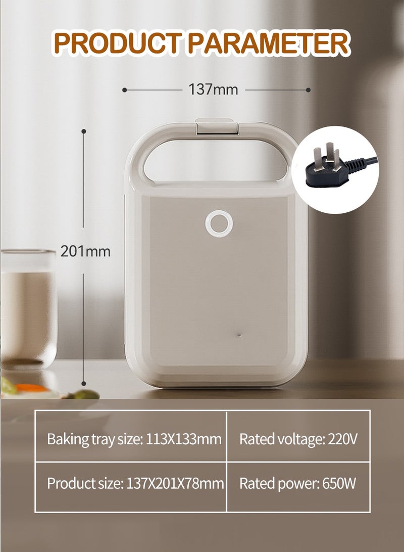 BEIRUI Mini Breakfast Machine , Multifunction Sandwich Maker, Waffle Maker, Panini Press Breakfast Sandwich Maker, Grilled Cheese Maker, Kitchen Appliances, Camping 600W, Lunch, Snacks - Image 3